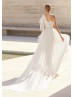 One Shoulder Lace Tulle Thigh-high Slit Boho Wedding Dress